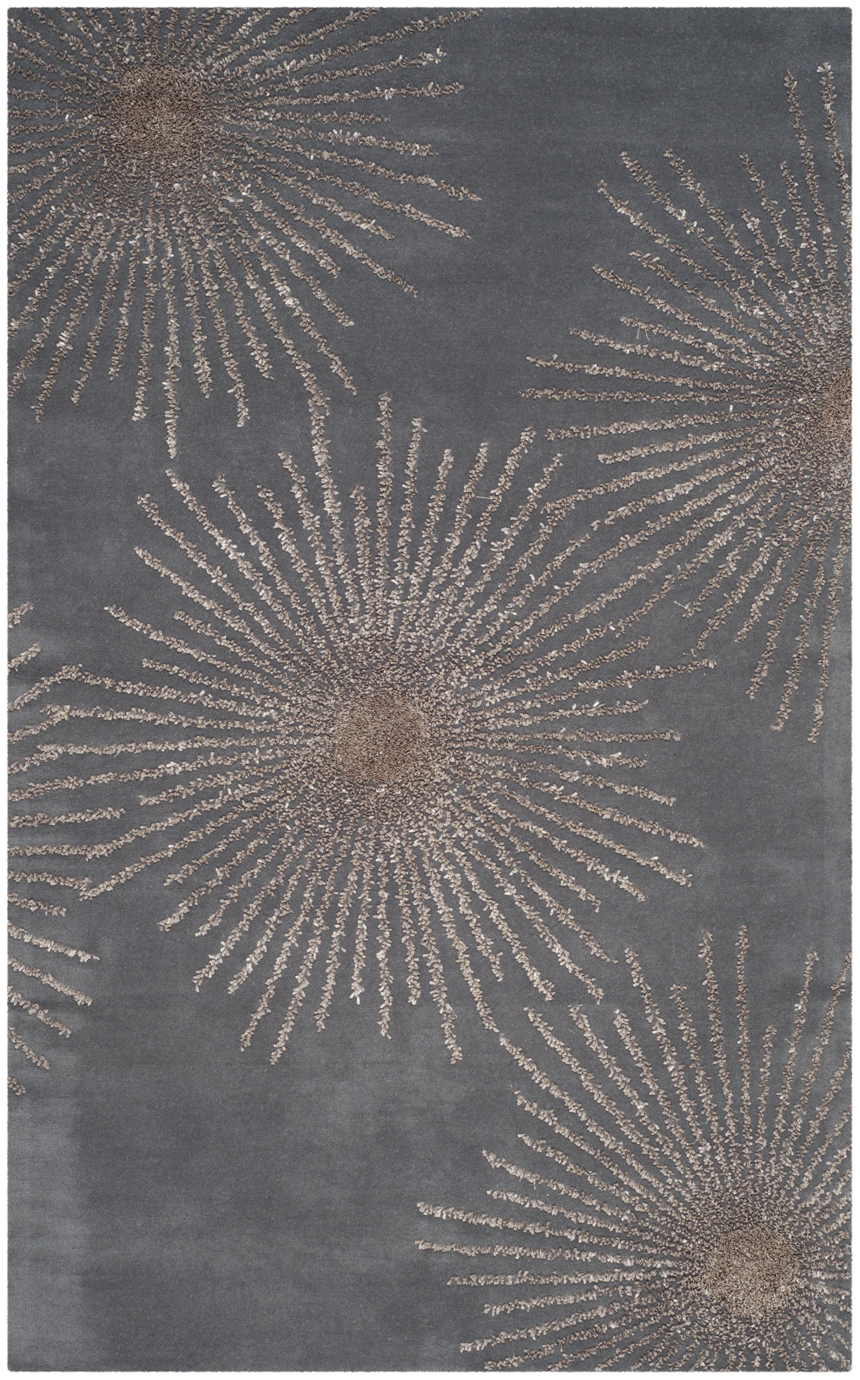 SAFAVIEH Soho Fiesta Geometric Area Rug, Dark Grey/Silver, 6' x 9'