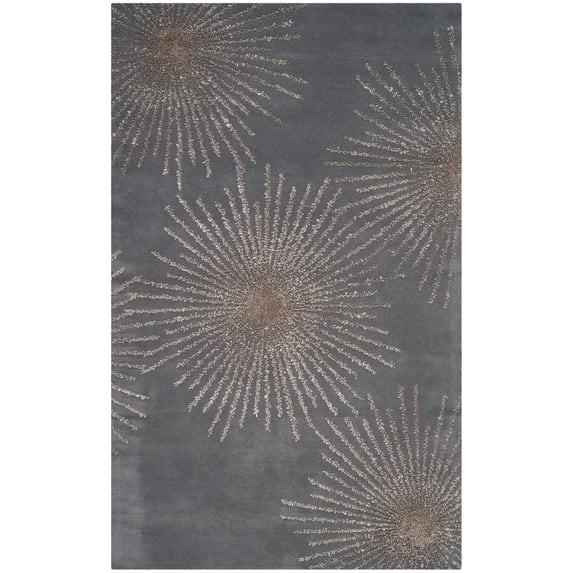 SAFAVIEH Soho Fiesta Geometric Area Rug, Dark Grey/Silver, 6' x 9'