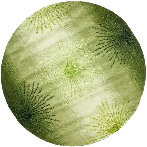 SAFAVIEH Soho Fiesta Geometric Area Rug, Green/Multi, 6' x 6' Round