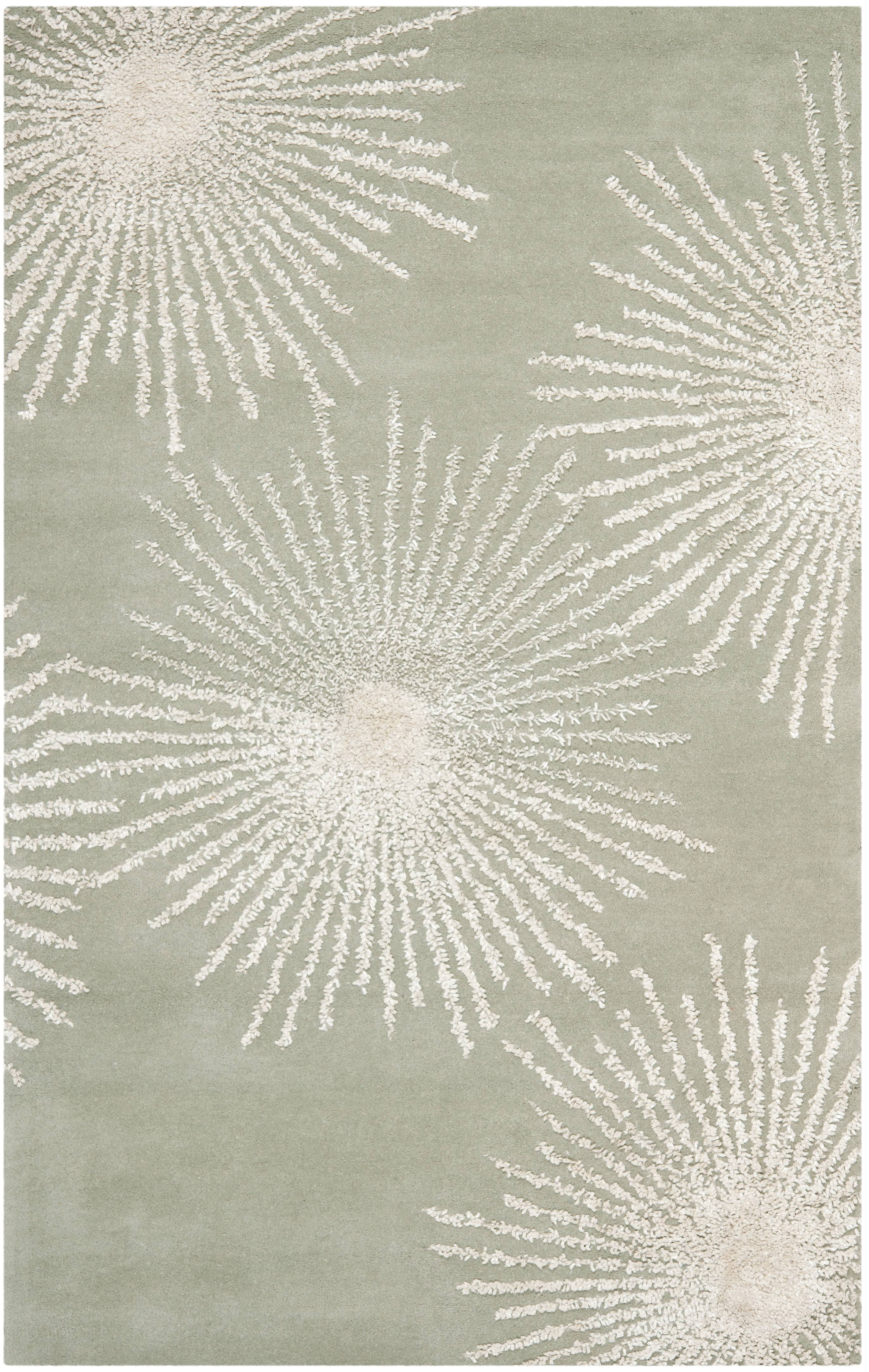 Grey/Ivory Hand-Tufted Wool and Viscose Area Rug, 5' x 8'