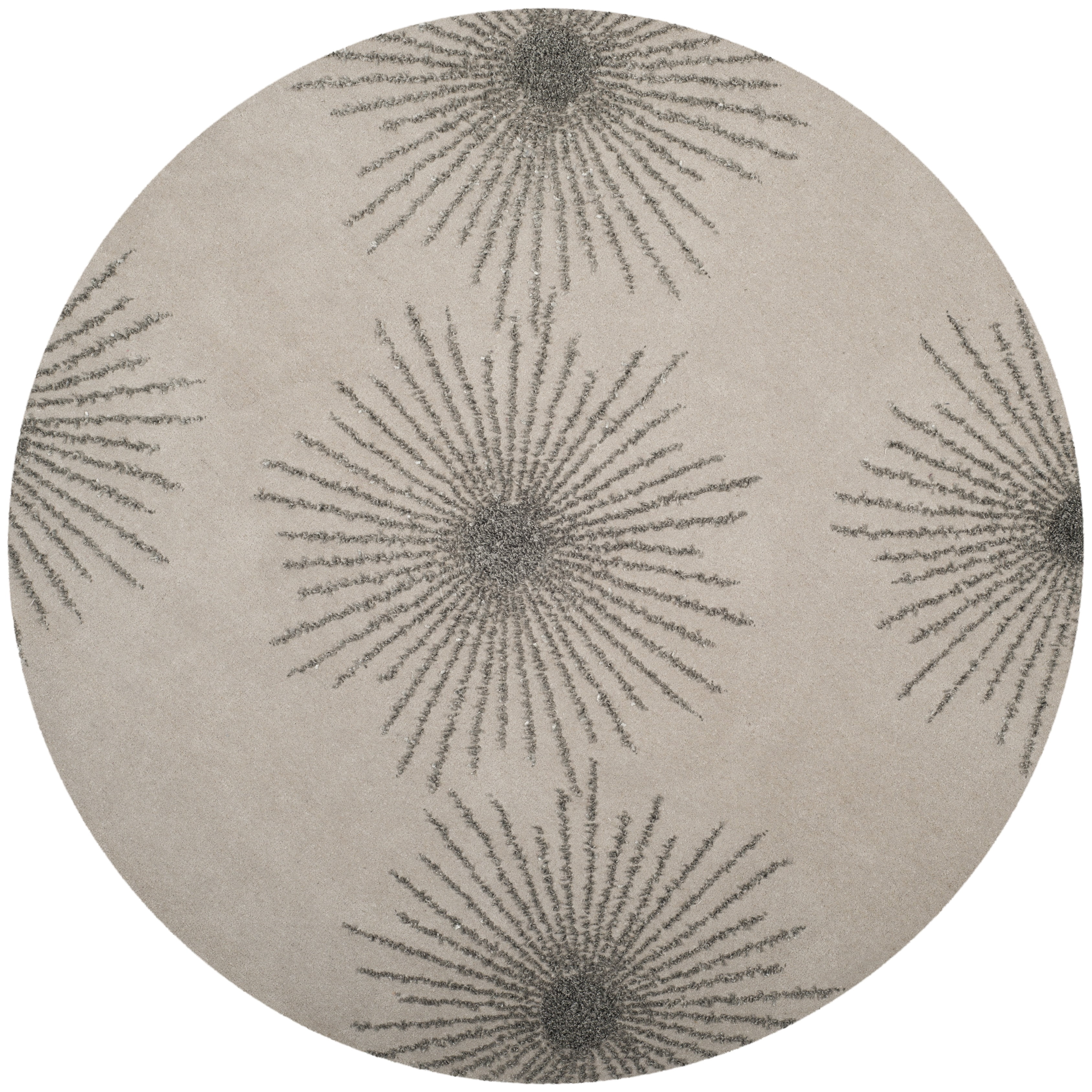SAFAVIEH Soho Fiesta Geometric Area Rug, Ivory/Silver, 6' x 6' Round