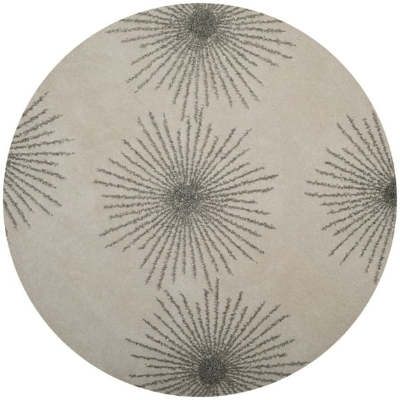 SAFAVIEH Soho Fiesta Geometric Area Rug, Ivory/Silver, 6' x 6' Round