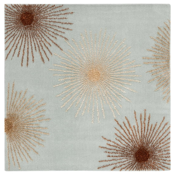 SAFAVIEH Soho Fiesta Geometric Area Rug, Light Blue/Multi, 6' x 6' Square