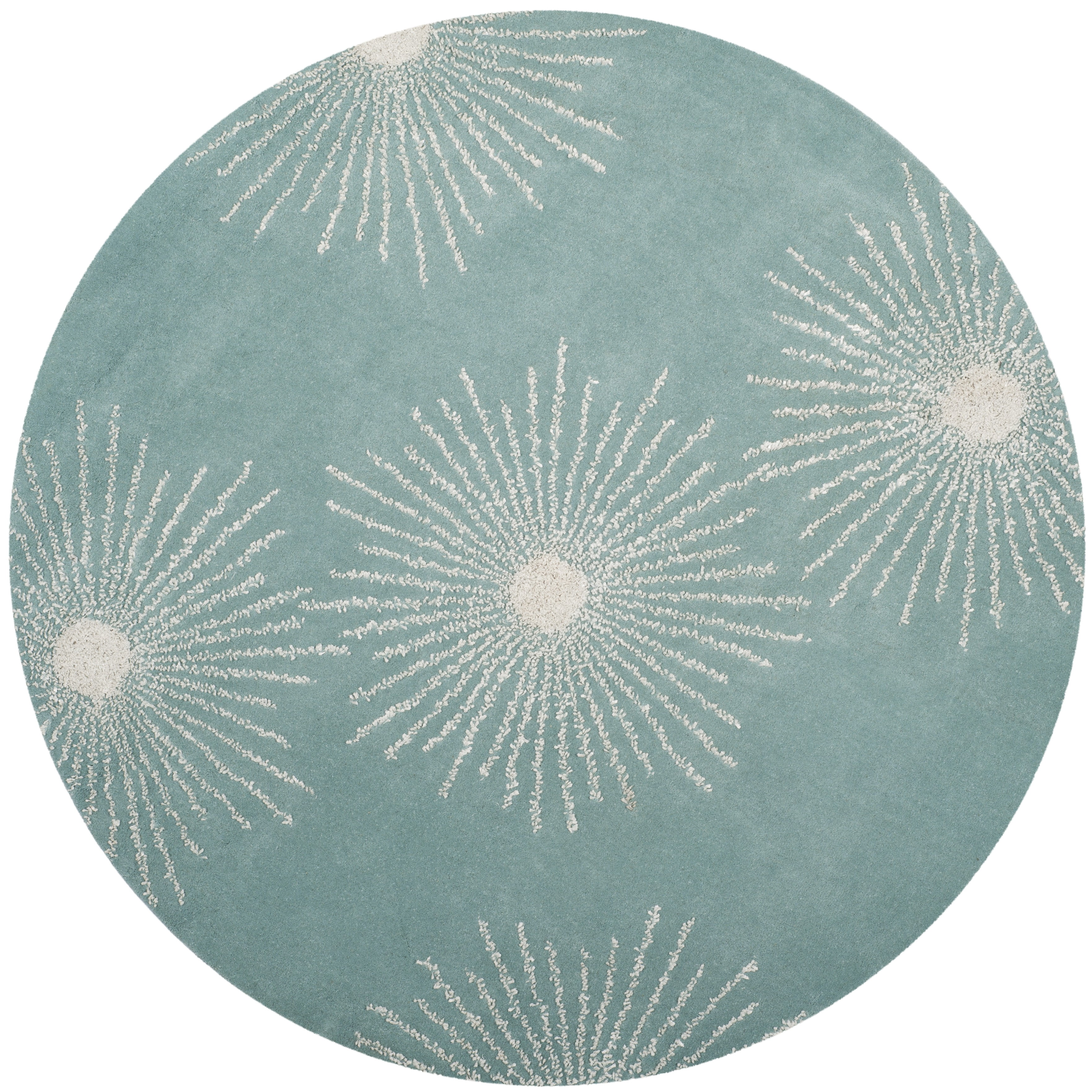 SAFAVIEH Soho Fiesta Geometric Area Rug, Light Teal/Multi, 6' x 6' Round