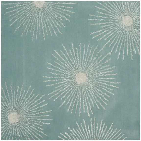 SAFAVIEH Soho Fiesta Geometric Area Rug, Light Teal/Multi, 6' x 6' Square