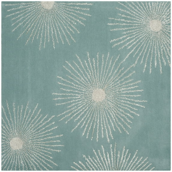 SAFAVIEH Soho Fiesta Geometric Area Rug, Light Teal/Multi, 6' x 6' Square