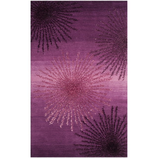 SAFAVIEH Soho Fiesta Celebration Wool Area Rug, Purple, 3'6" x 5'6"