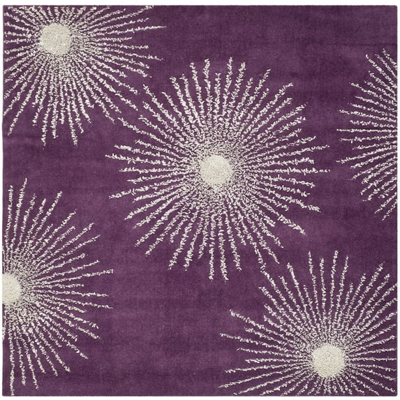 SAFAVIEH Soho Fiesta Geometric Area Rug, Purple/Ivory, 6' x 6' Square