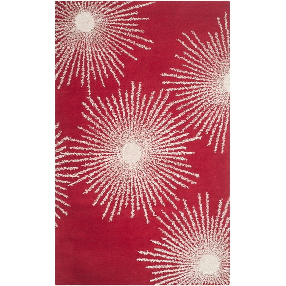 SAFAVIEH Soho Fiesta Geometric Area Rug, Red/Ivory, 5' x 8'