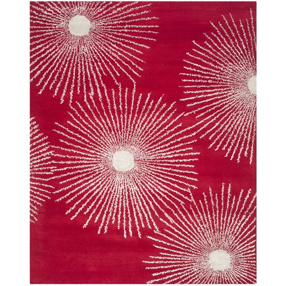 SAFAVIEH Soho Fiesta Geometric Area Rug, Red/Ivory, 7'6" x 9'6"