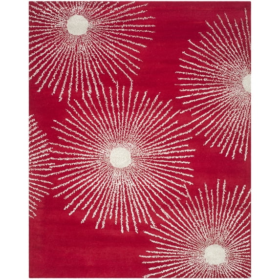 SAFAVIEH Soho Fiesta Geometric Area Rug, Red/Ivory, 7'6" x 9'6"