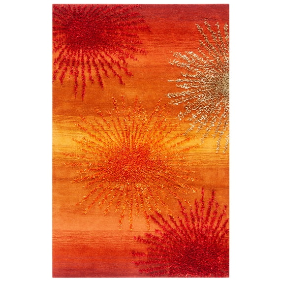 SAFAVIEH Soho Fiesta Geometric Area Rug, Rust/Multi, 3'6" x 5'6"