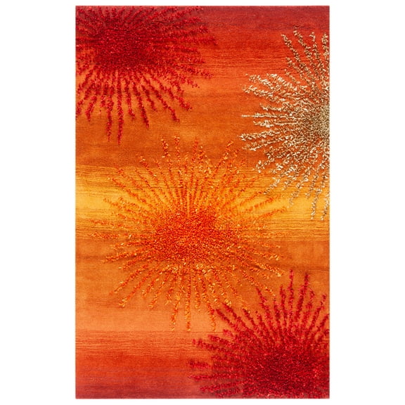 SAFAVIEH Soho Fiesta Geometric Area Rug, Rust/Multi, 3'6" x 5'6"