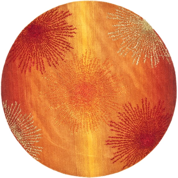 SAFAVIEH Soho Fiesta Geometric Area Rug, Rust/Multi, 6' x 6' Round