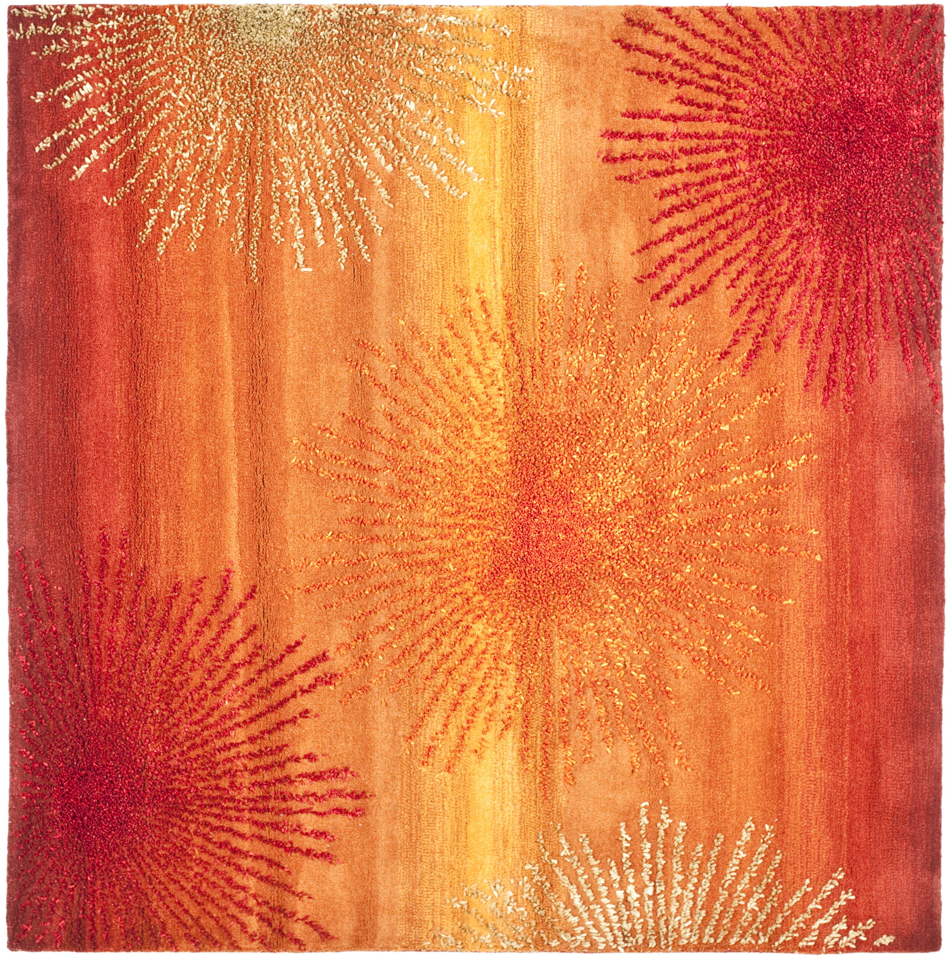 SAFAVIEH Soho Fiesta Geometric Area Rug, Rust/Multi, 6' x 6' Square ...