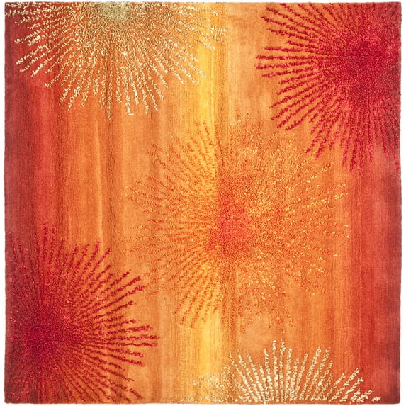 SAFAVIEH Soho Fiesta Geometric Area Rug, Rust/Multi, 6' x 6' Square