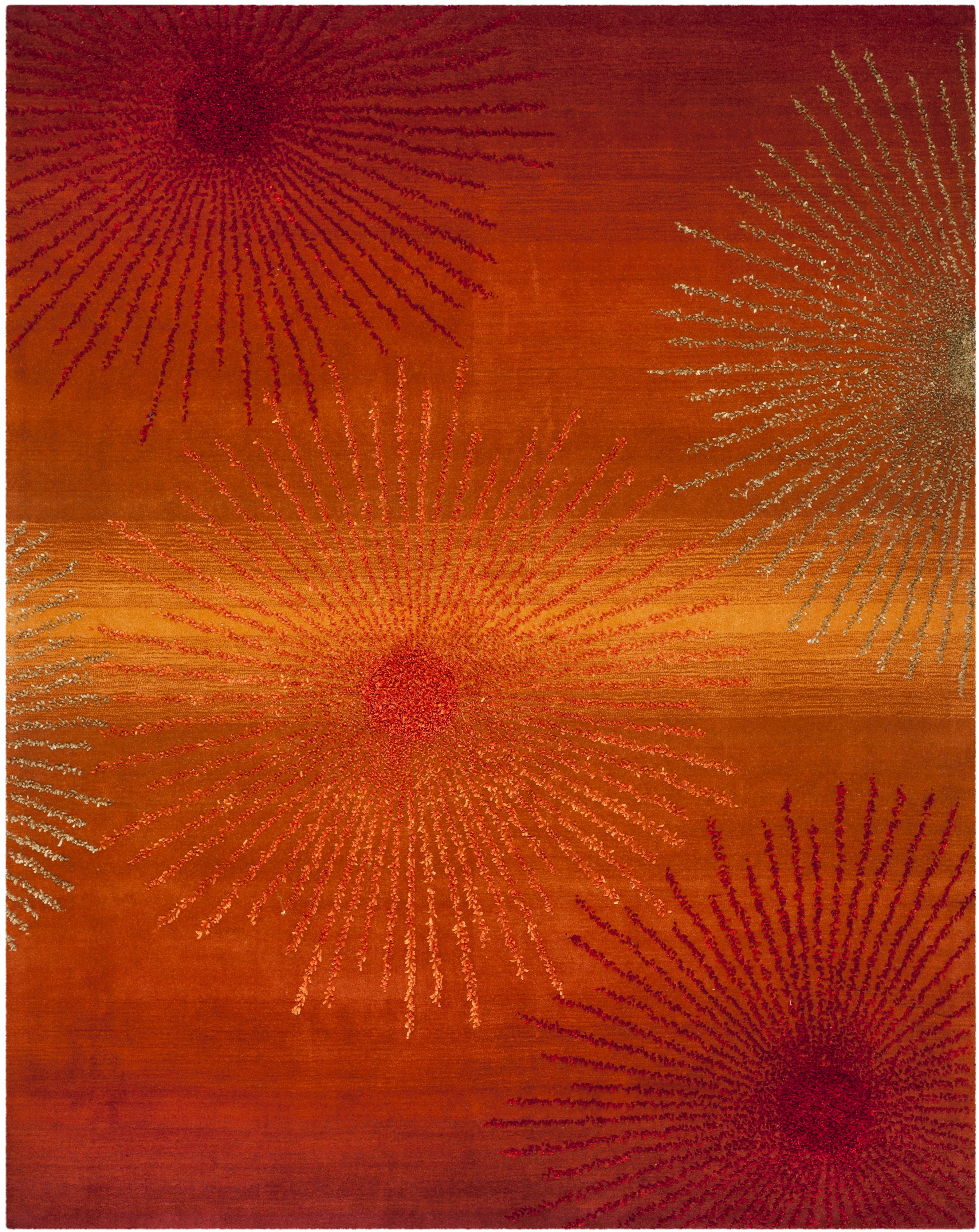 SAFAVIEH Soho Fiesta Geometric Area Rug, Rust/Multi, 7'6