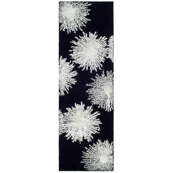 SAFAVIEH Soho Fiesta Geometric Runner Rug, Black/White, 2'6" x 10'