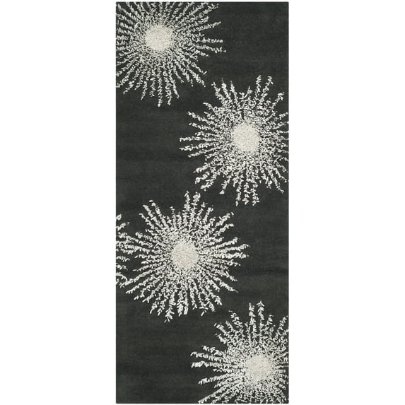 SAFAVIEH Soho Fiesta Geometric Runner Rug, Charcoal/Ivory, 2'6" x 10'