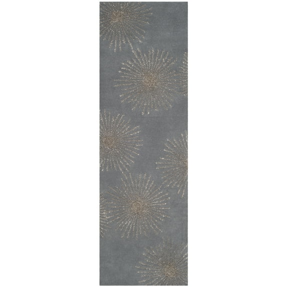 SAFAVIEH Soho Fiesta Geometric Runner Rug, Dark Grey/Silver, 2'6" x 8'