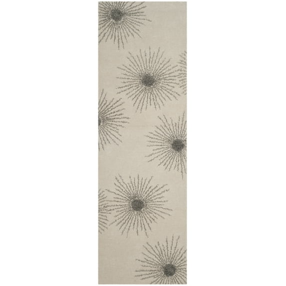 SAFAVIEH Soho Fiesta Geometric Runner Rug, Ivory/Silver, 2'6" x 8'