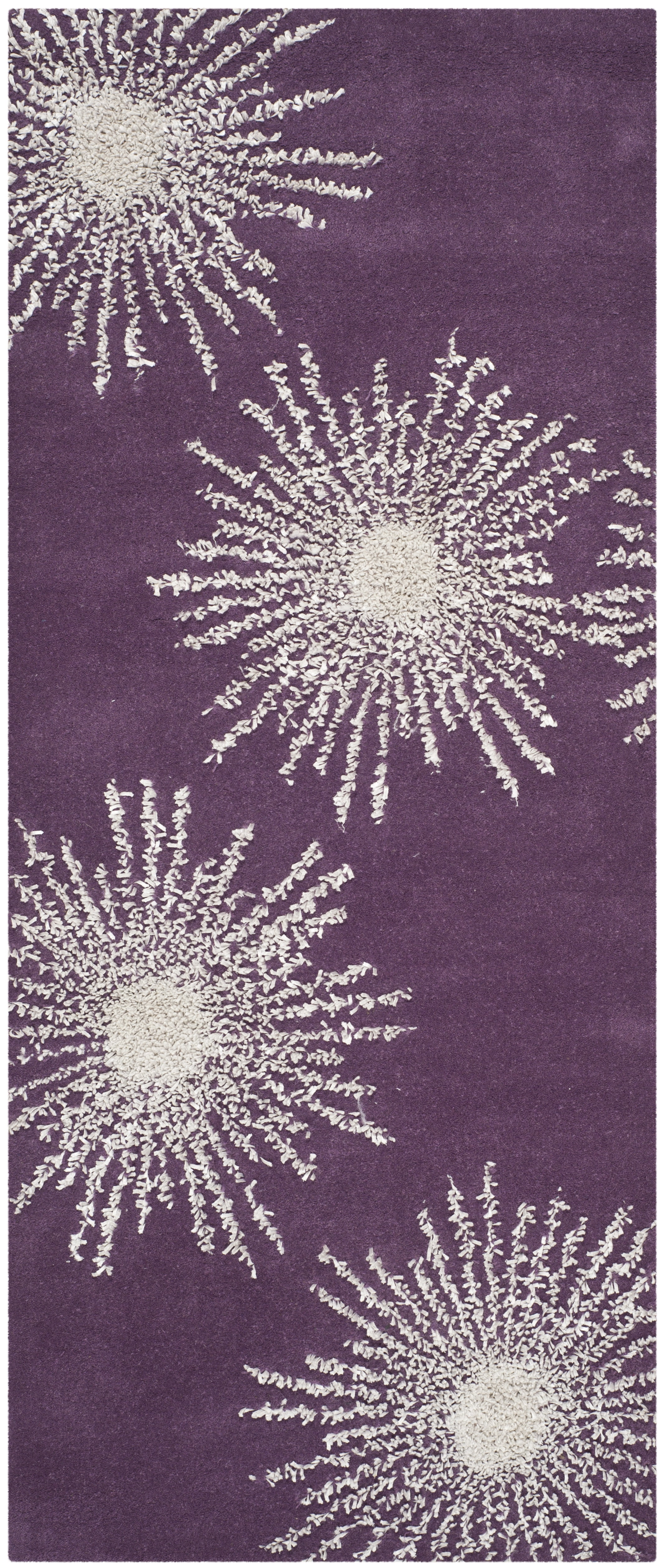 SAFAVIEH Soho Fiesta Geometric Runner Rug, Purple/Ivory, 2'6" x 6'
