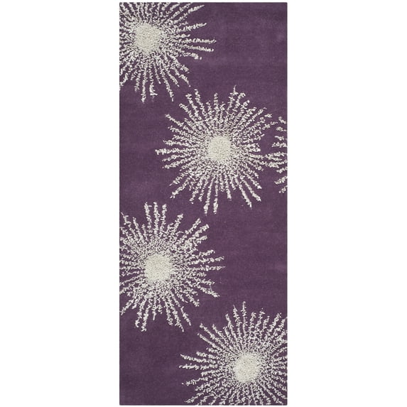 SAFAVIEH Soho Fiesta Geometric Runner Rug, Purple/Ivory, 2'6" x 6'