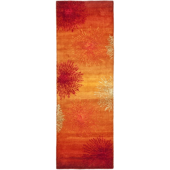 SAFAVIEH Soho Fiesta Celebration Wool Runner Rug, Rust/Multi, 2'6" x 8'