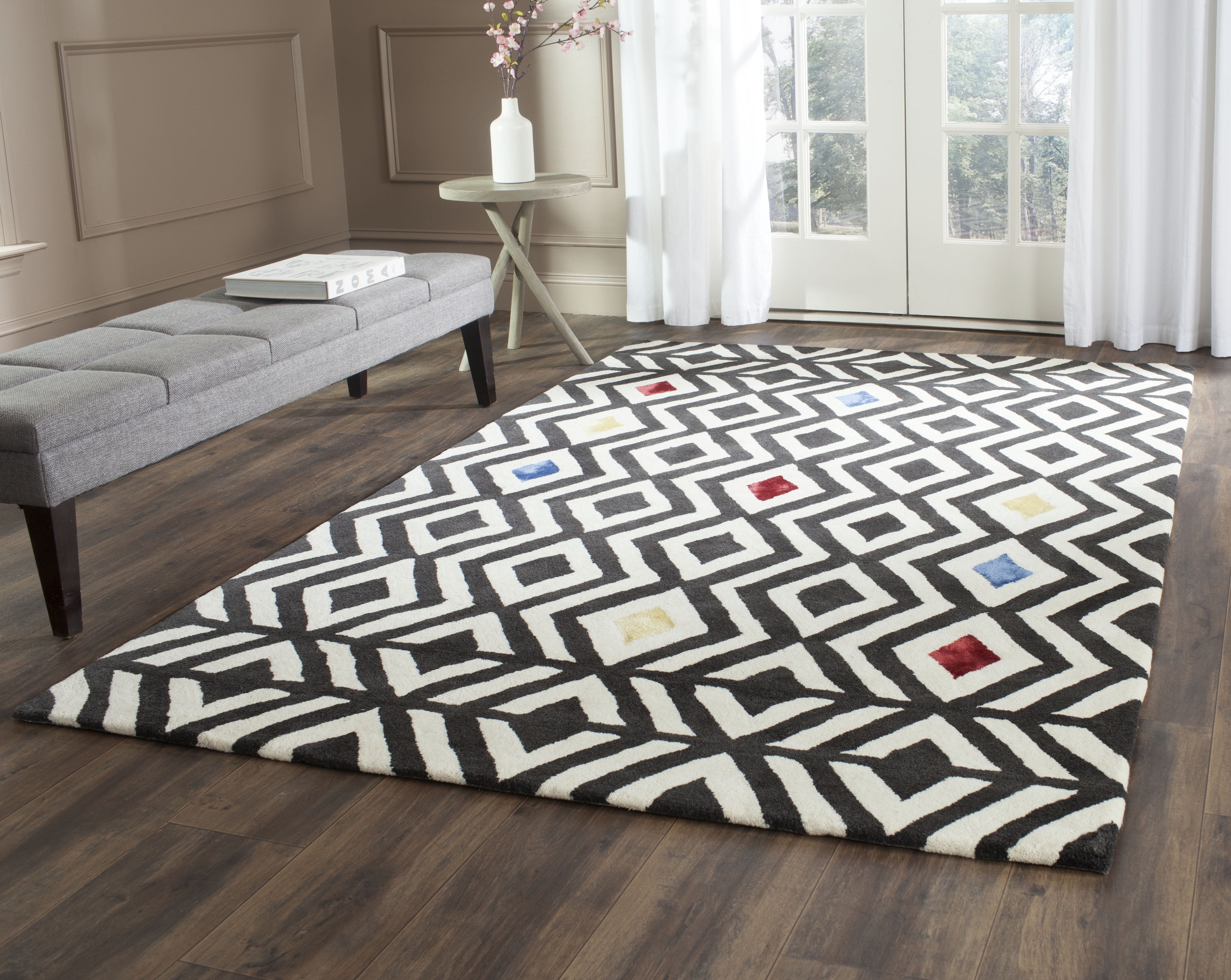 Soho Multicolor Geometric Wool and Viscose Area Rug