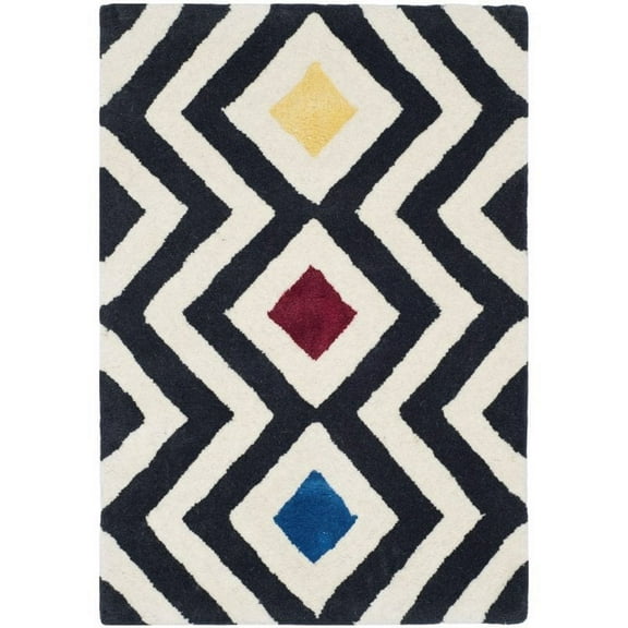 SAFAVIEH Soho Fion Geometric Wool Area Rug, Beige/Charcoal, 5' x 8'