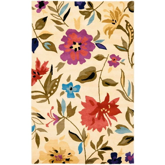 SAFAVIEH Soho Florence Floral Wool Area Rug, Ivory/Multi, 9' x 12'