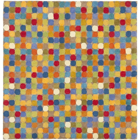 SAFAVIEH Soho Fortuna Polka Dots Wool Area Rug, Multi, 6' x 6' Square