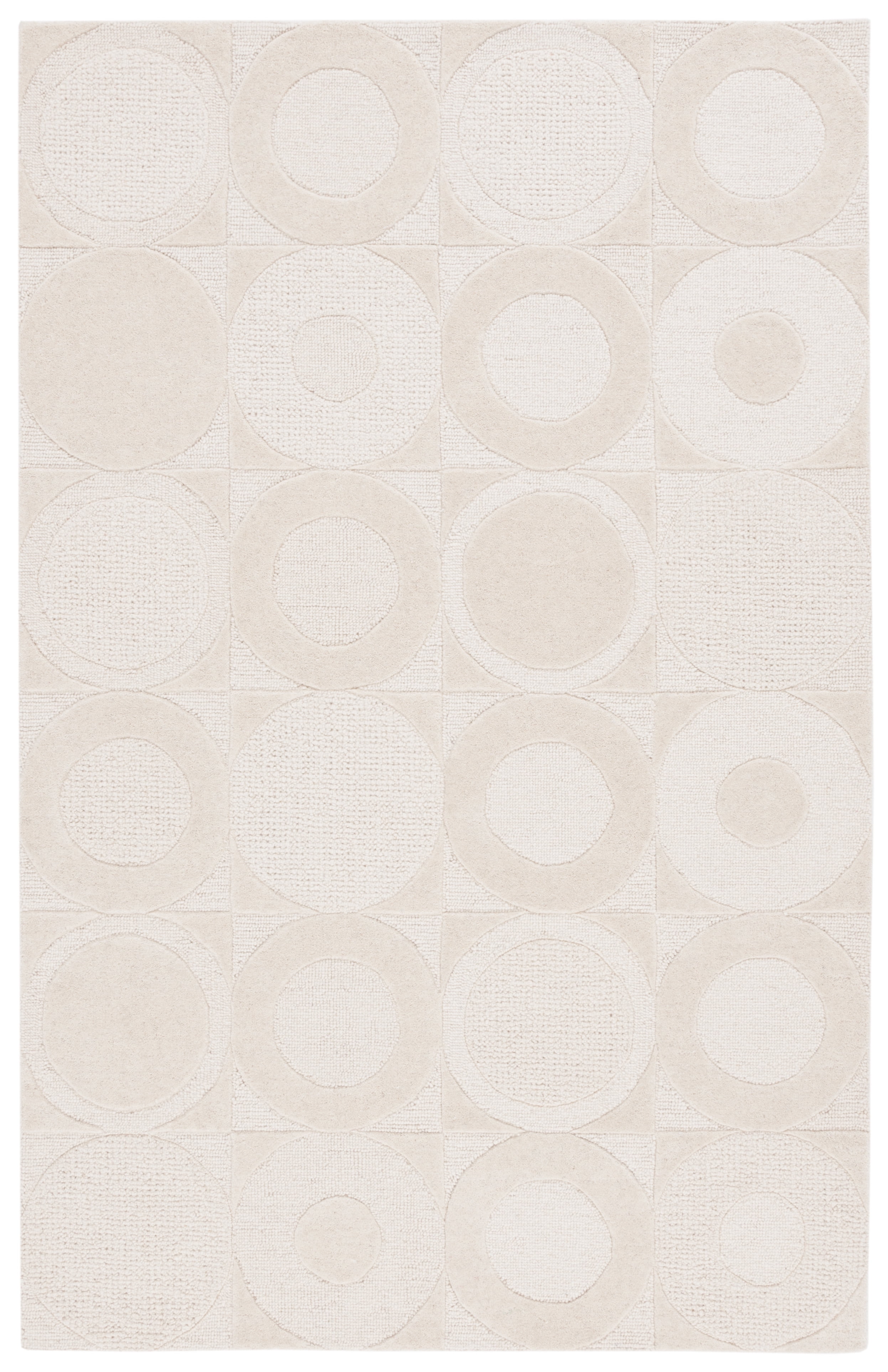 Handmade Ivory Abstract Wool and Viscose Square Rug, 3' x 5'