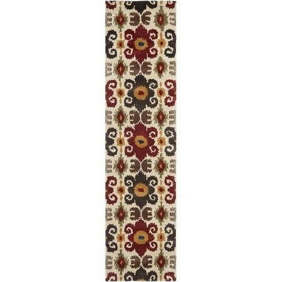SAFAVIEH Soho Frosina Floral Wool Area Rug, Ivory/Red, 6' x 6' Round