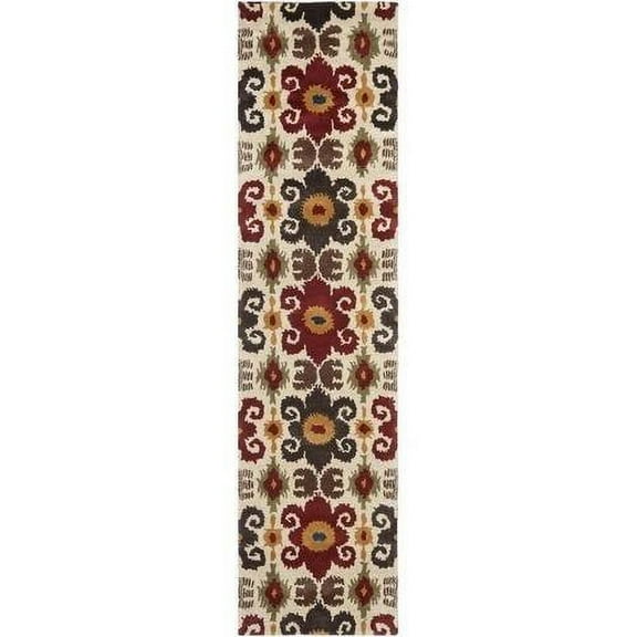 SAFAVIEH Soho Frosina Floral Wool Area Rug, Ivory/Red, 6' x 6' Round