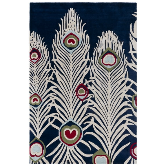 SAFAVIEH Soho Fulton Abstract Area Rug, Blue/Ivory, 7'6" x 9'6"