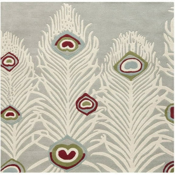 SAFAVIEH Soho Fulton Peacock Feather Wool Area Rug, Grey/Ivory, 8'3" x 11'