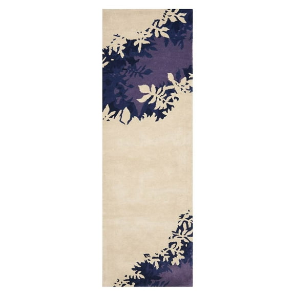 SAFAVIEH Soho Gabriel Abstract Wool Runner Rug, Beige/Purple, 2'6" x 8'