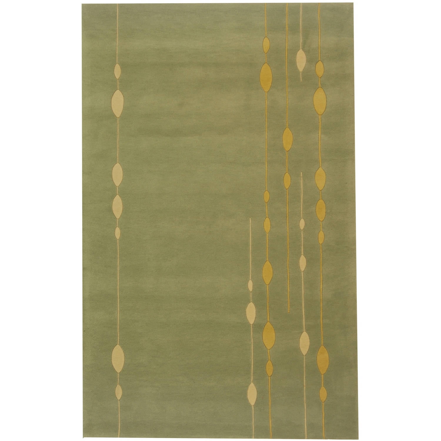 Light Green Wool and Viscose Tufted Handmade Rug, 3'6" x 5'6"
