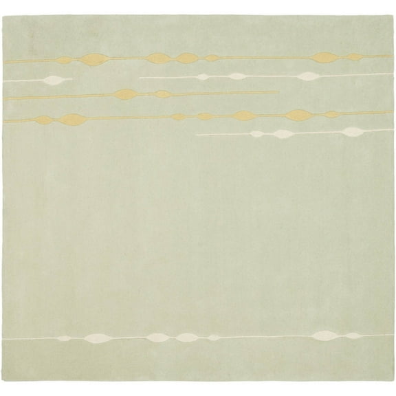 SAFAVIEH Soho Gemma Abstract Wool Area Rug, Light Green, 8' x 8' Square