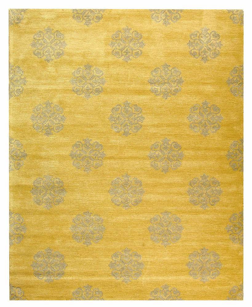 Handmade Tufted Round Blue Wool and Viscose Rug