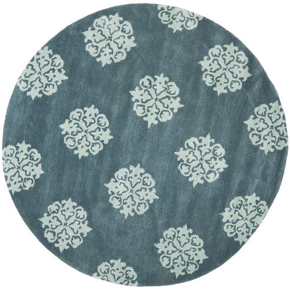 SAFAVIEH Soho Geoff Geometric Wool Area Rug, Blue, 6' x 6' Round