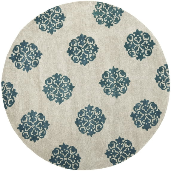 SAFAVIEH Soho Geoff Geometric Wool Area Rug, Silver, 6' x 6' Round