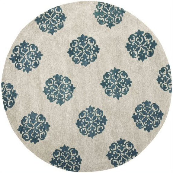 SAFAVIEH Soho Geoff Geometric Wool Area Rug, Silver, 8' x 8' Round