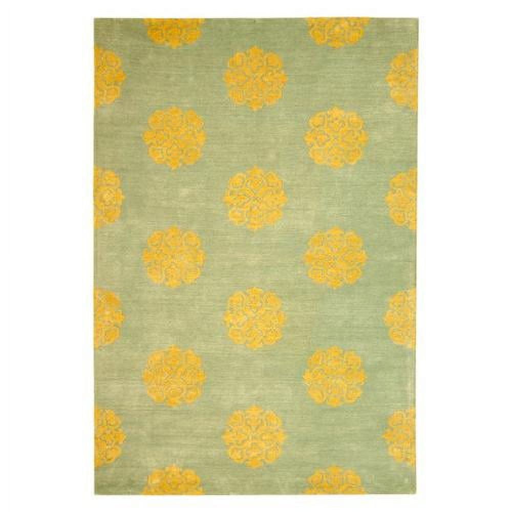 Turquoise Hand-Tufted Wool and Viscose Area Rug