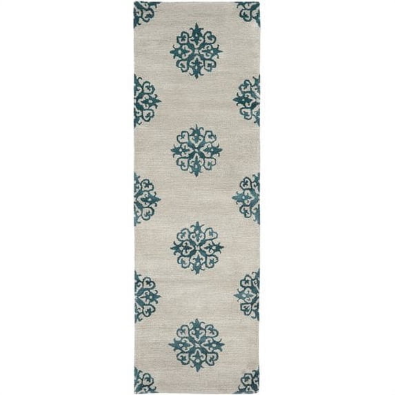 SAFAVIEH Soho Geoff Geometric Wool Runner Rug, Silver, 2'6" x 10'