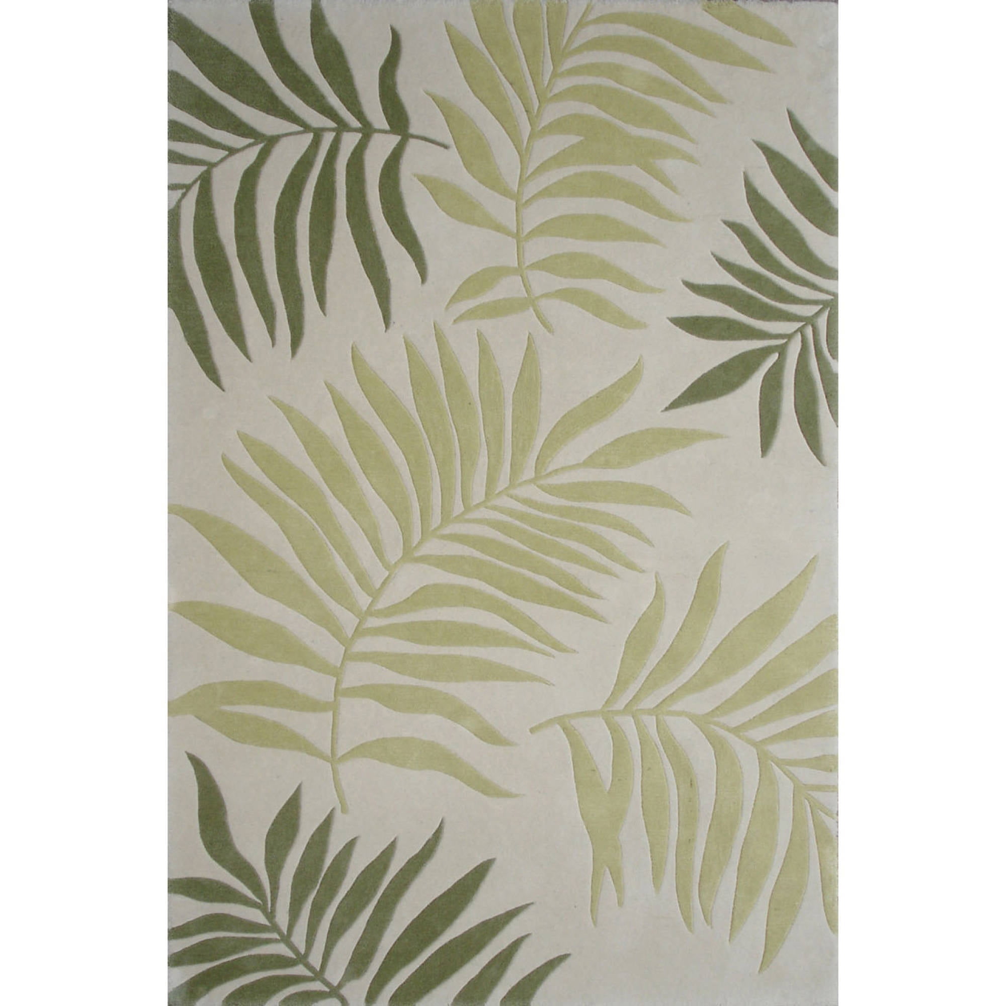 Ivory and Green Handmade Wool Tufted Round Rug