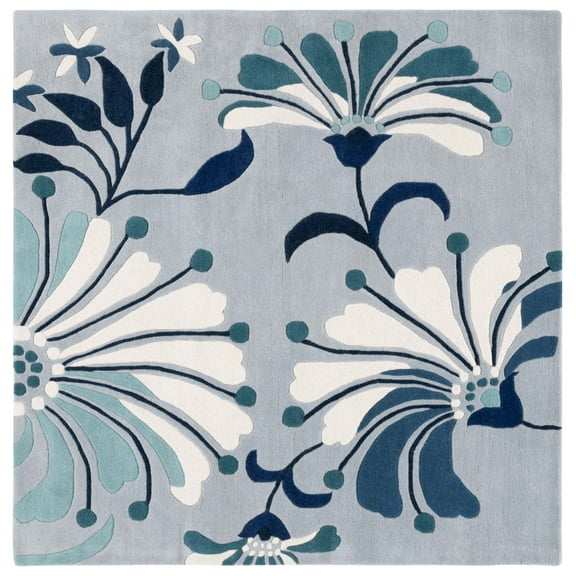 SAFAVIEH Soho Gibson Floral Area Rug, Blue/Ivory, 6' x 6' Square
