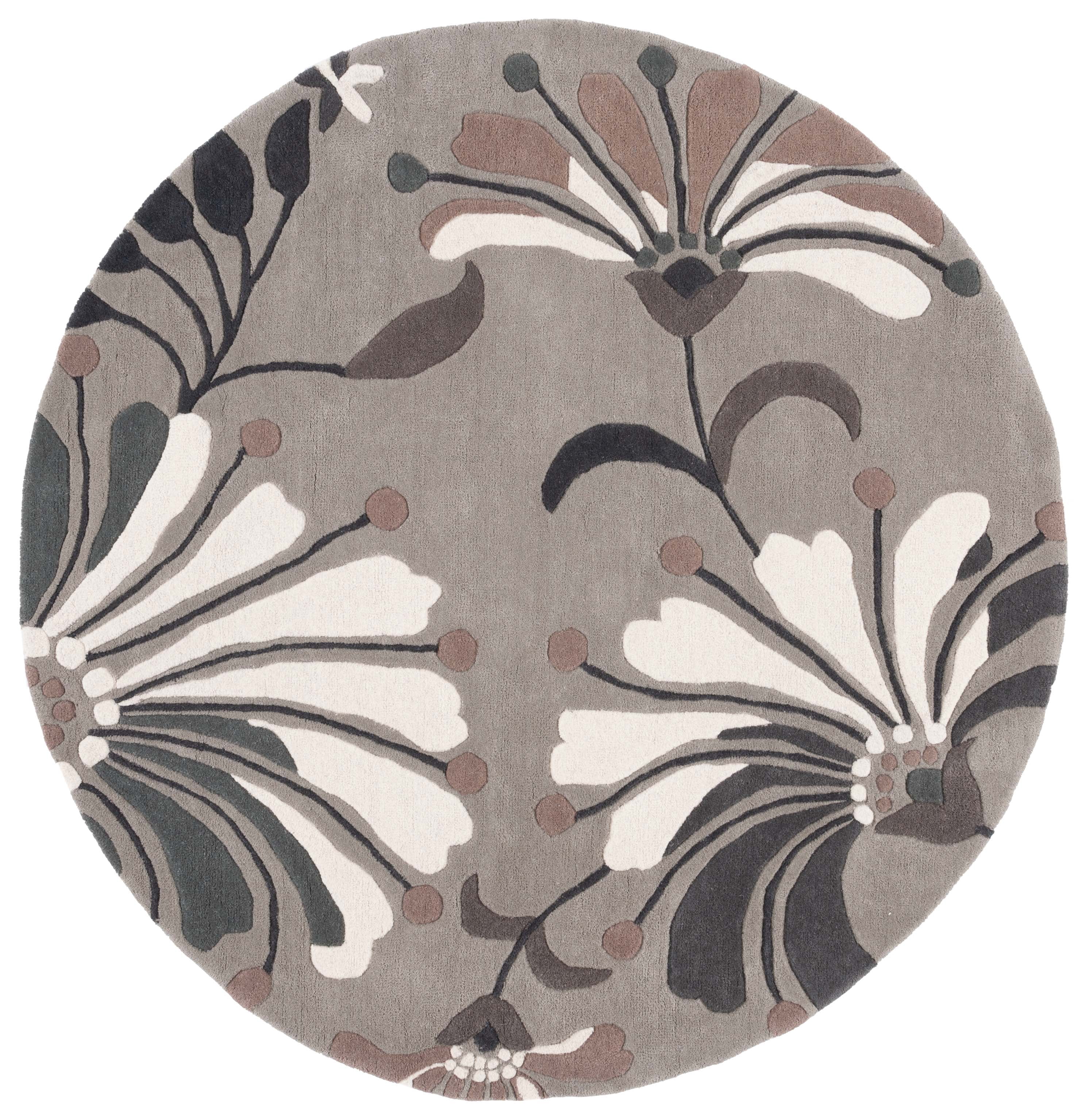 SAFAVIEH Soho Gibson Floral Area Rug, Grey/Ivory, 6' x 6' Round