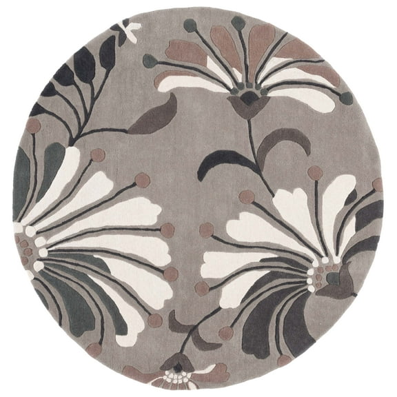 SAFAVIEH Soho Gibson Floral Area Rug, Grey/Ivory, 6' x 6' Round